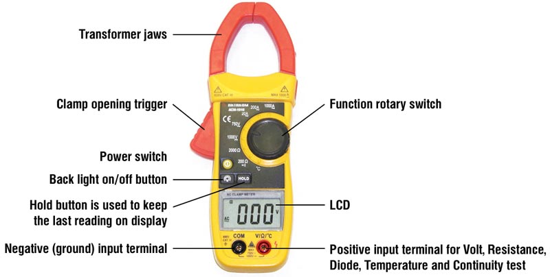 Controls of ACM-1010 Clamp Meter