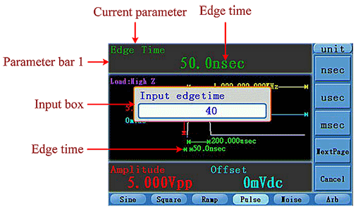 Set the Edge Time of Pulse signal